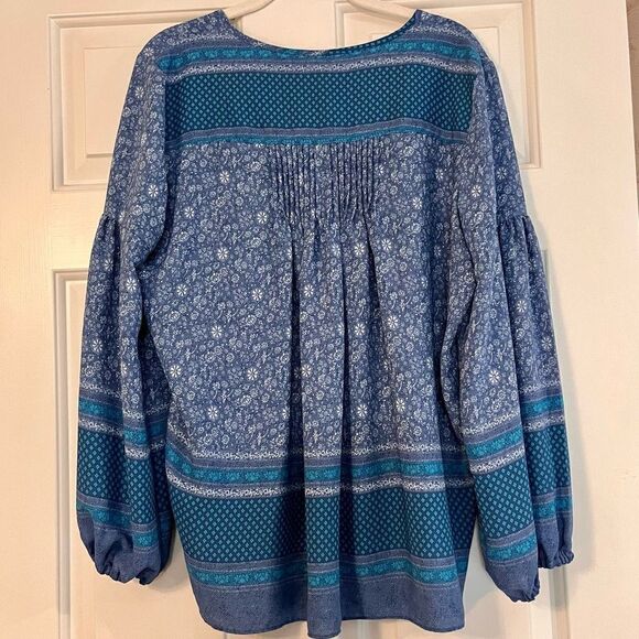 Gap Women’s Floral Blue Boho Peasant Blouse Size Medium - Picture 4 of 10